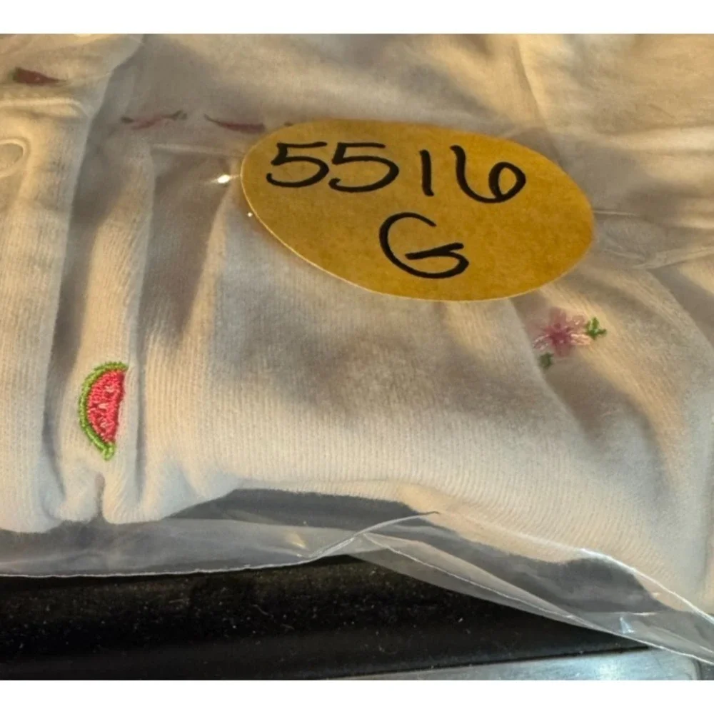 Vintage Carters Baby Girls 6 Months Romper Embroidered Fruit Pleats Round Collar